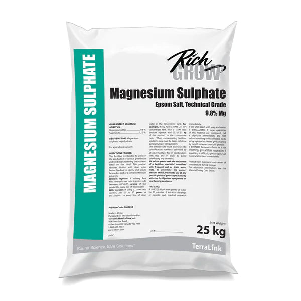 Magnesium Sulphate Epsom Salt, Technical Grade 9.8% 25kg (Rich Grow)